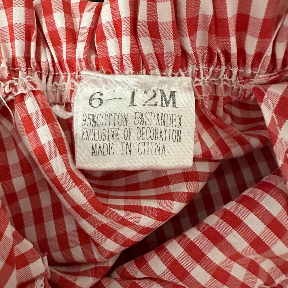 Baby Girl Red White Blue Gingham Jumpsuit Romper 6-12 Months 4th of July Summer - Picture 8 of 8